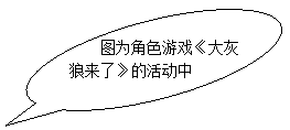 椭圆形标注: 图为角色游戏《大灰狼来了》的活动中